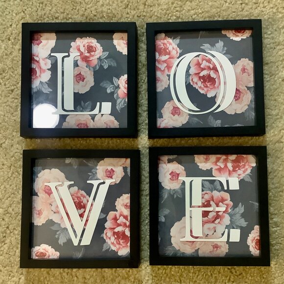 Set of 4 Wall Hanging Picture Frames 6" Square Plastic & Glass Black - Picture 1 of 8